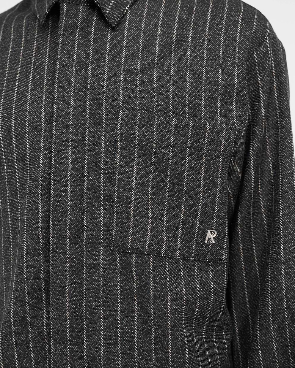 Cropped Dress Shirt - Black Pinstripe